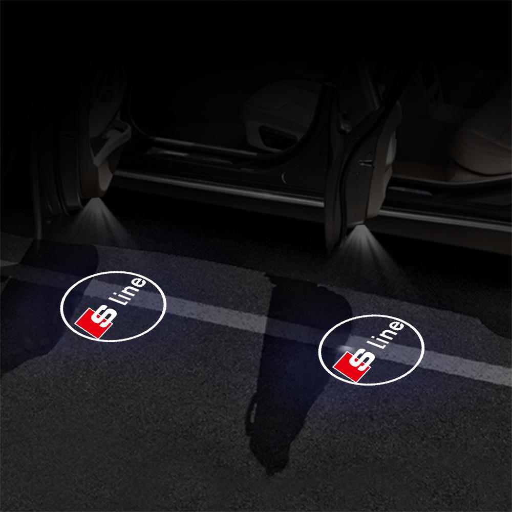 For Audi C5 1/2pcs LED Car Door Welcome Light Laser Projector Logo Light For Audi Sline RS QUATTRO A3 A4 A5 A6 b6 b7 b9 8p 8v b8 c7 S8 TT S5