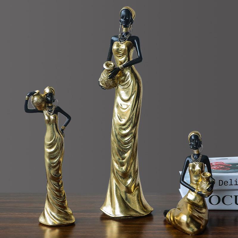 Hot Selling Retro African Figures Black Women's Ornaments Home Decor Fashionable and Classic Living Room Resin Crafts