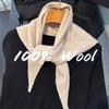 100% Wool Winter Knitted Warm Triangular Scarf Women Solid Foulard Headscarf Collar Shawl Multi-Functional Neckerchief Bufanda