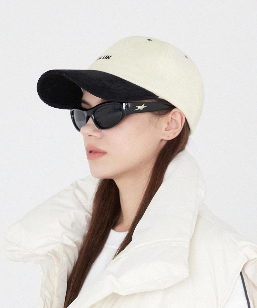 ULUK Essential Embroidered Corduroy Color Block Ball Cap_Black