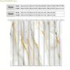 1pc Elegant Marble Pattern Shower Curtain with Hooks - Machine Washable Polyester, Golden & White Design, Perfect for Bathroom
