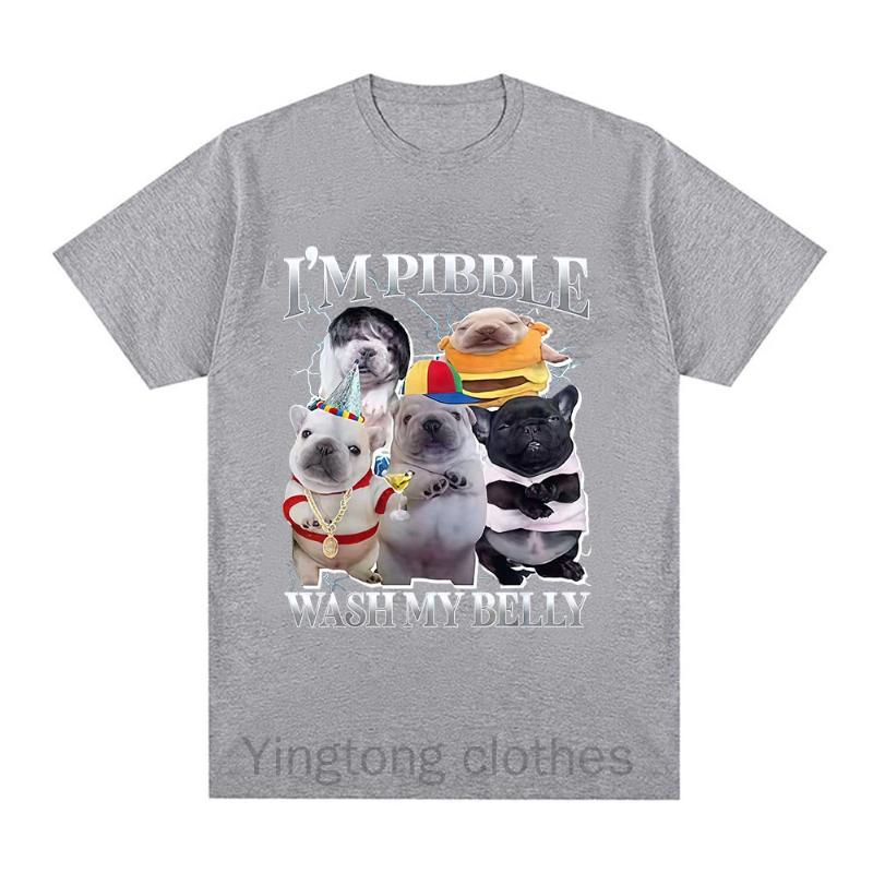 I'm Pibble Wash My Belly Funny Dog Meme T Shirt Women Vintage T-shirts Fashion Cute Humor Clothing T-shirt Women Clothing Y2K