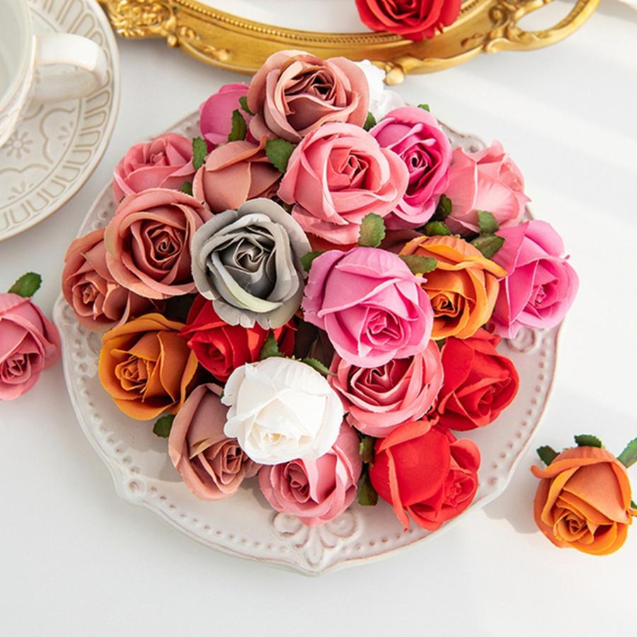 Artificial Flowers Silk Roses Head Home Wedding Dress Decor Festival Party DIY Display Boxes Craft Headdress Hotsale Accessories