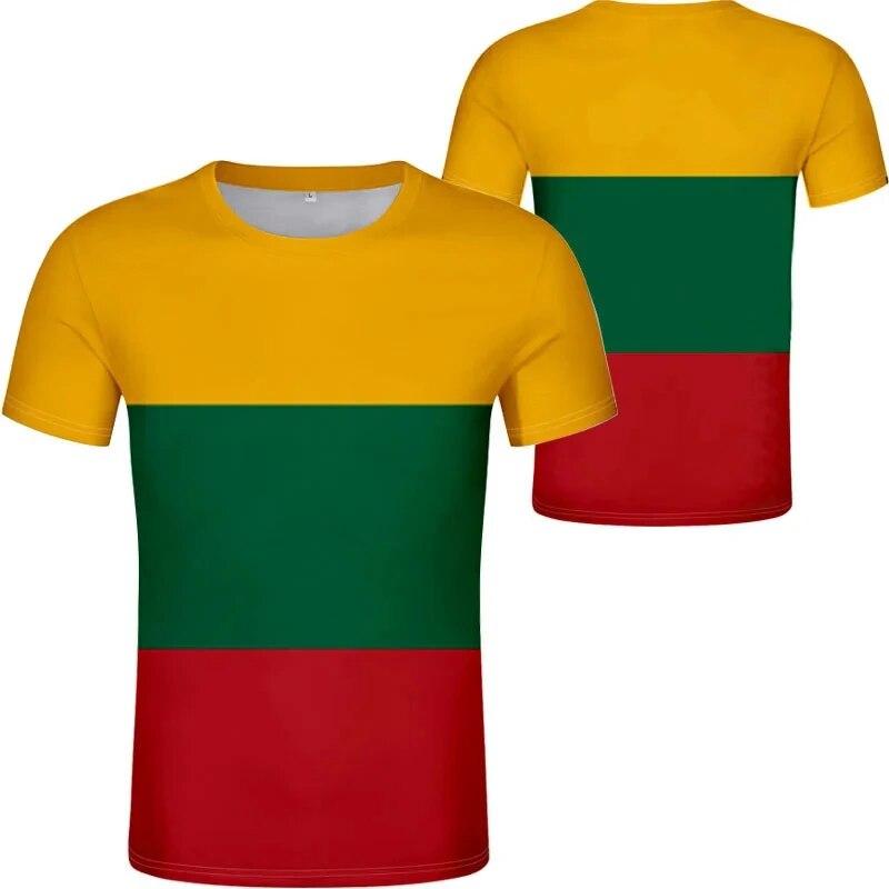Xin nan zhuang Litouwse Nationale Embleem Vlag T-shirt 3D Print Harajuku Casual Ronde Hals Korte Mouw T-shirts Mannen Kleding Mannelijke Camisetas XXXL