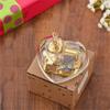 Hand Windup Metal Movement Octave Box Music Box with Transparent Acrylic Heart Shape For Friend Couple Birthday Gift