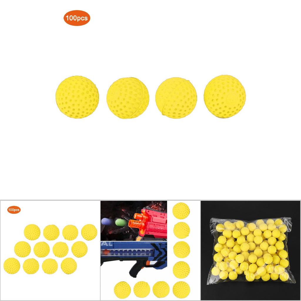 100PCS Pack Universal EVA Soft Round Refilled Bullets Ball for Rival Toy Gun (Yellow)
