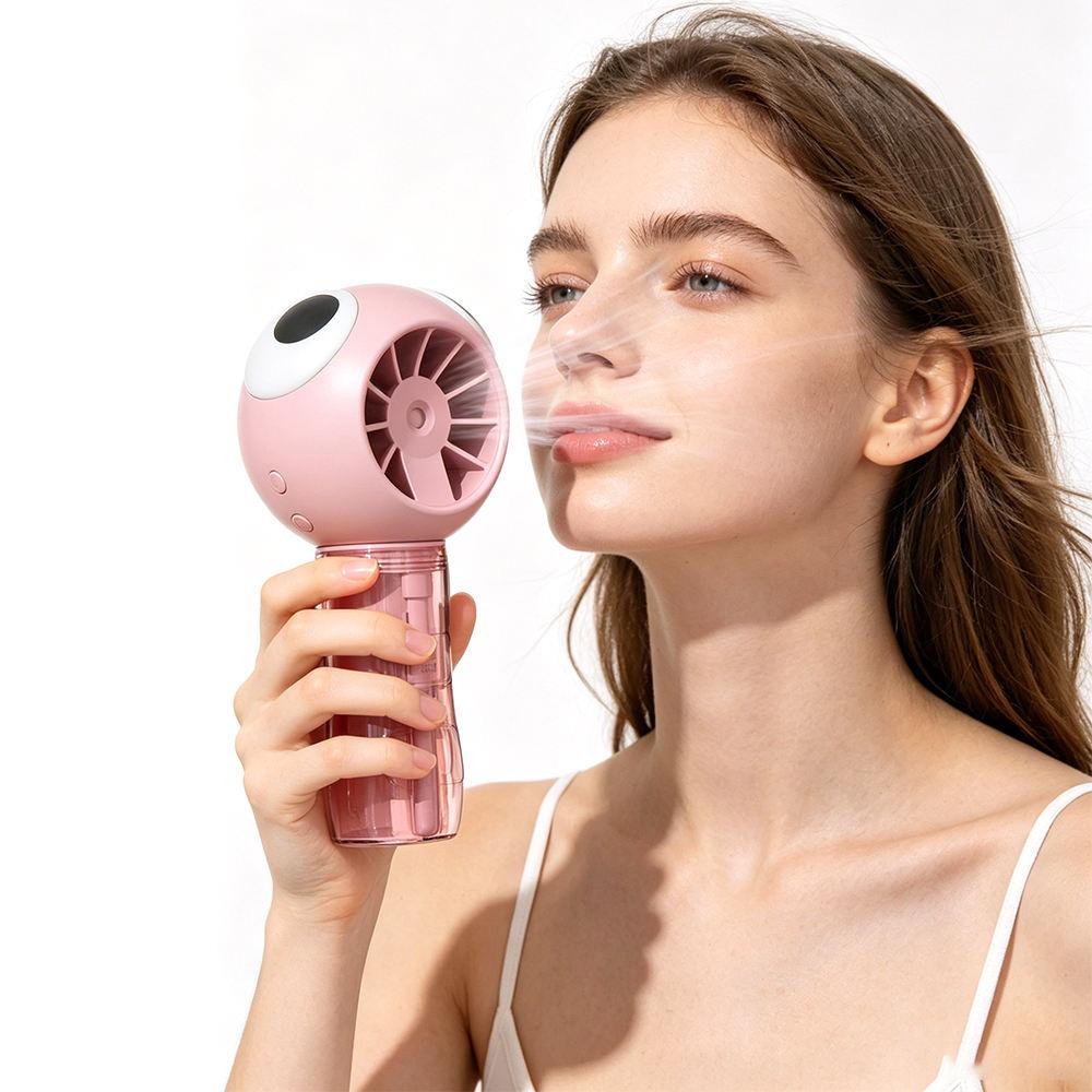 2 in 1 Summer Handheld Water Spray Fan 4 Speeds 800mah Humidifying Rechargeable Hanging Neck Fan Portable Outdoor Mist Fan