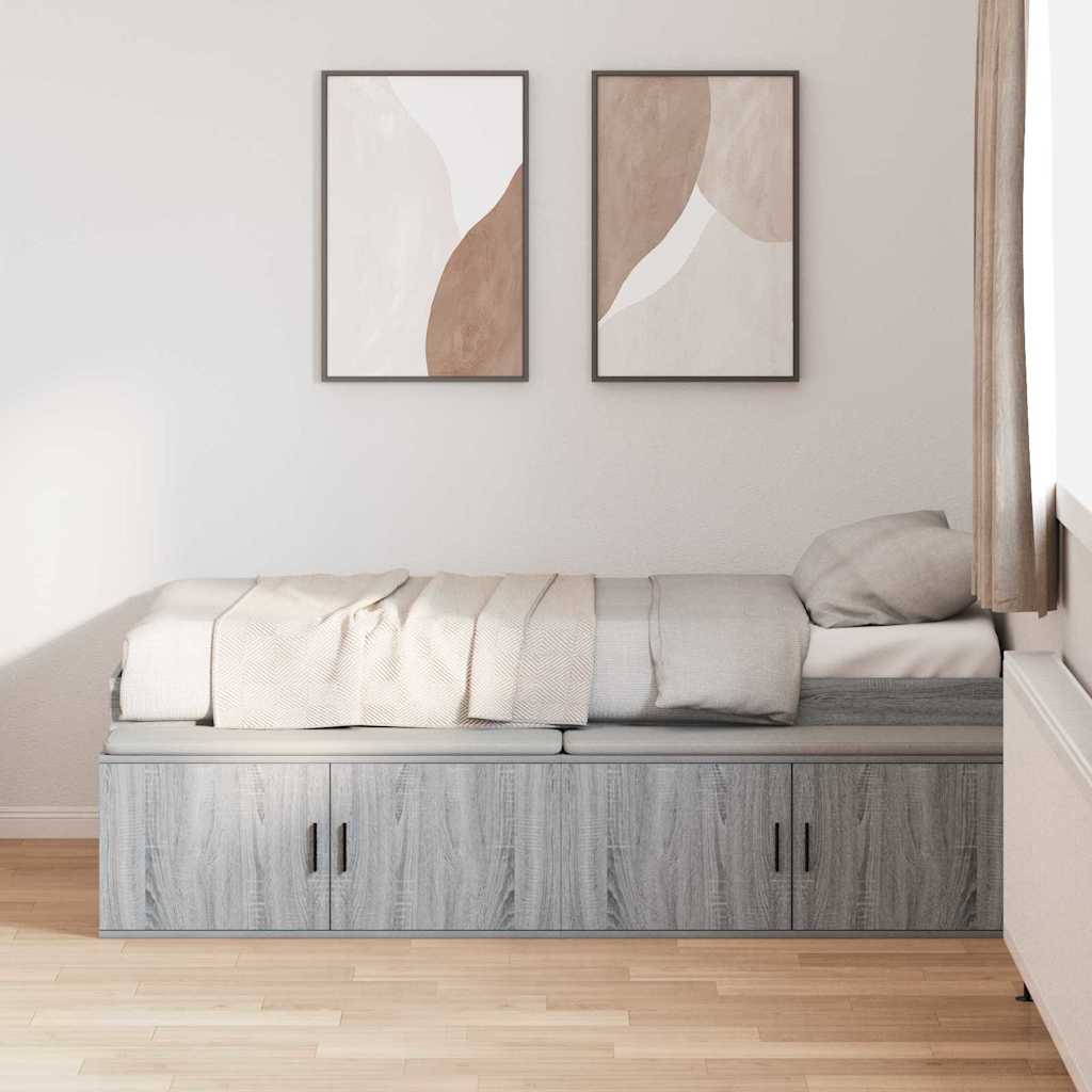 Storage Bed Frame in Grey Sonoma 70 x 190 cm Engineered Wood