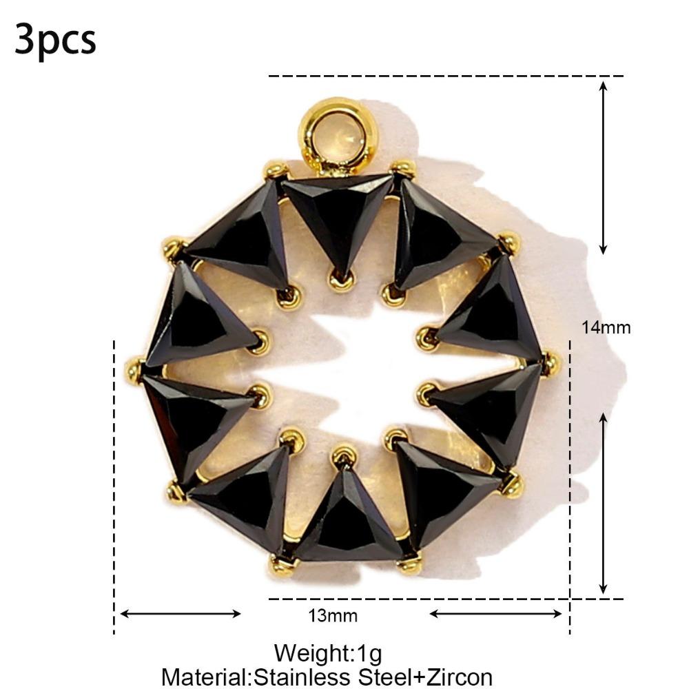3pcs Stainless Steel Cross Charm Vintage Heart Charm Fashion Cubic Zircon Pendant Gift