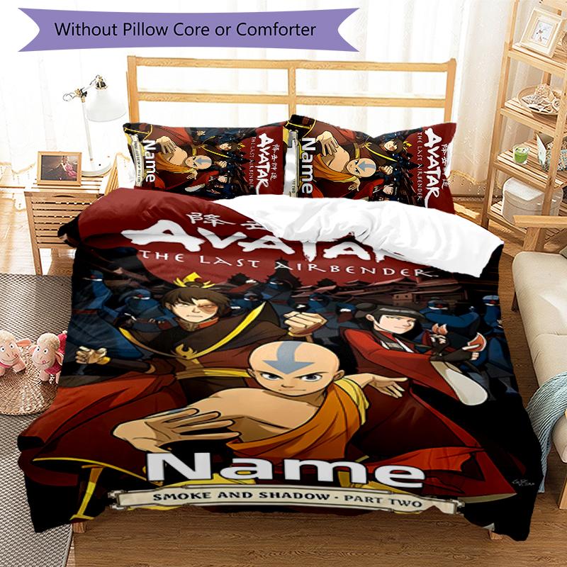 3pcs Custom Name Avatar The Last Airbender Bedding Set Duvet Cover Closure Includes 1 Duvet Cover & 2 Pillowcases for All Seasons Bedroom Decor