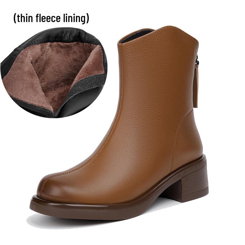 

Женские зимние короткие ботинки 2024 года: Мягкая кожа, толстая подошва, плюс бархат, белая шерсть LS-998 36