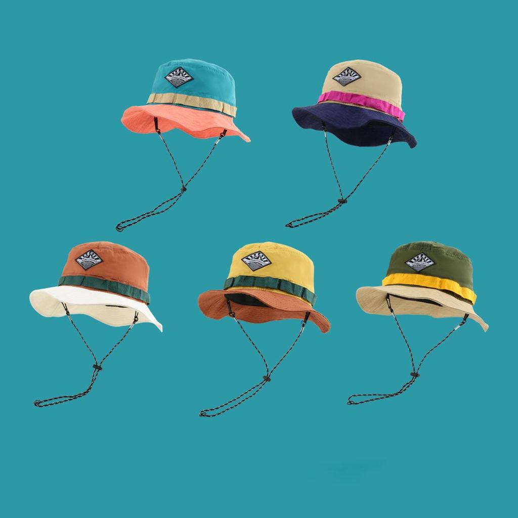 Women's Japanese Style Quick-Dry Color Block Bucket Hat - Sun Protection for Outdoor and Vacation