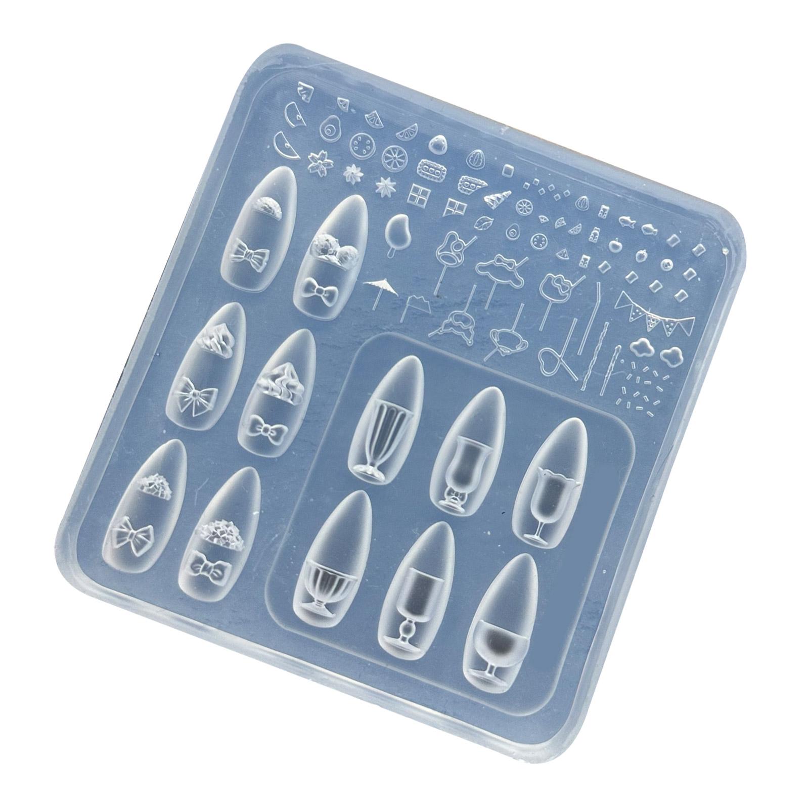

Силиконовая форма для тисненых наклеек для нейл-арта, сложные цветочные, чашечные, бантиковые дизайны, для рукоделия, легкое нанесение