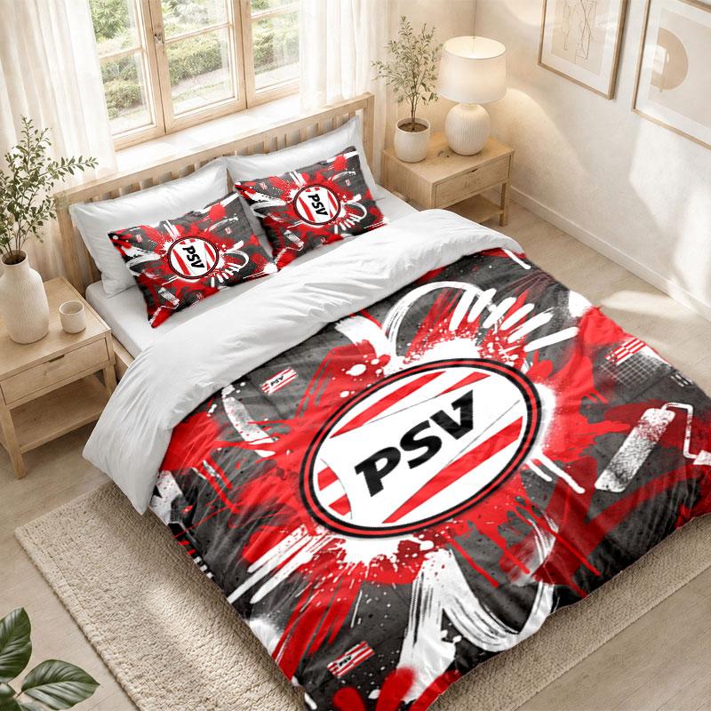 Bedding Set 1 Duvet Cover 2 Pillowcases PSV Eindhoven FC Print Bedroom Home Decoration