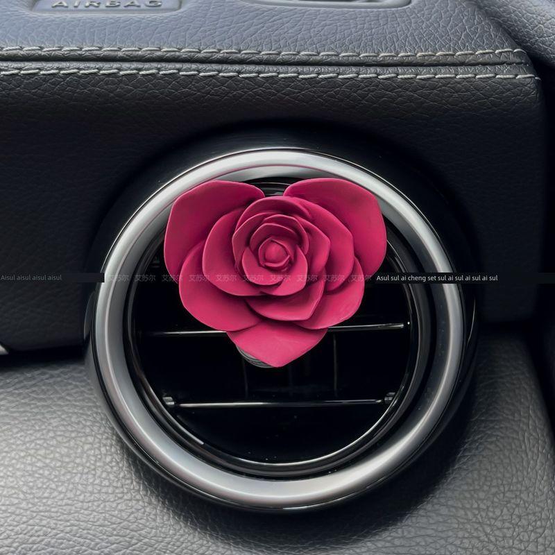 

High-End Butterfly Rose Teddy Bear Car Fragrance Diffuser Car Decoration Aroma Stone Ornament Car Interior Decoration Piece Rose Red Heart Rose - Air Vent Clip