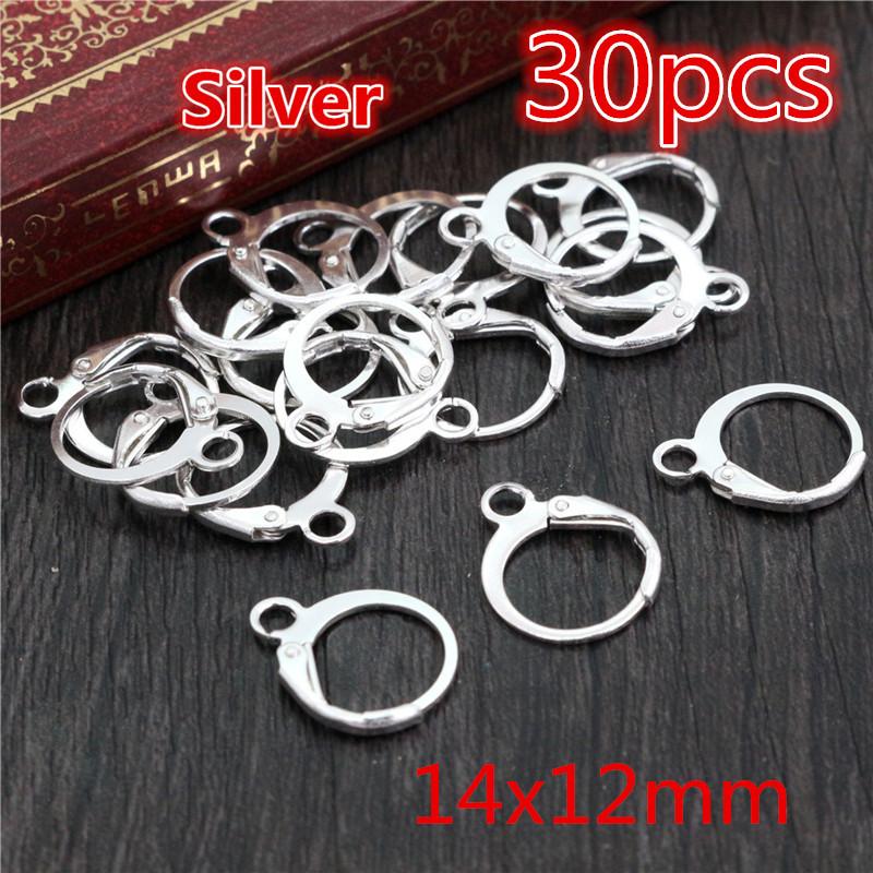 30-50pcs Fashion Bronze Rhodium Gold Silver Plated French Earring Hooks Wire Settings DIY Jewelry Making Findings Accessories