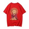 100% Cotton Tshirt Samurai Cat T Shirt Graphic Tees Mens Streetwear Spring and Summer O-neck T-shirt Cartoon Printing Tees-shirt