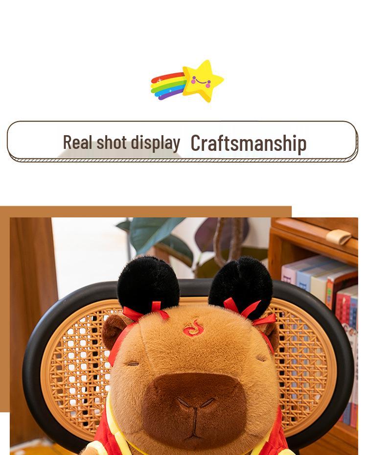 Entzückendes Nezha Capybara Plüschtier - Niedliches Stofftier Bettzeitpuppe Geschenk für Mädchen