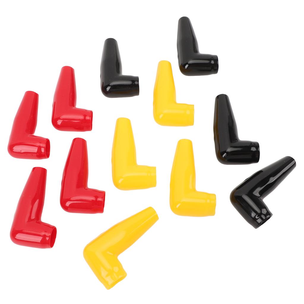 12PCS Battery Terminal Boots Insulating Covers 4 Red 4 Black 4 Yellow Protector Cable Lug Caps for Auto Marine