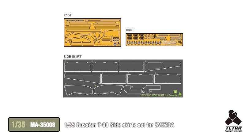 Tetra Model MA Series Russian Tank Side Skirt Set Plastic Model Parts MA3508 1/35 T-90 (for ZV)
