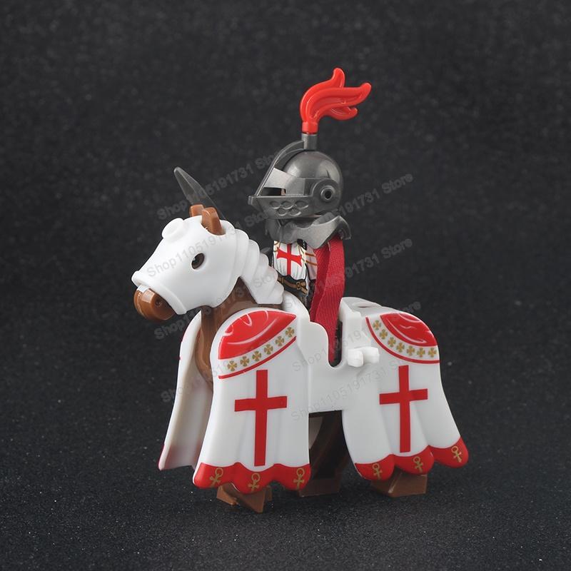 Medieval Knight Serie Figures Building Blocks Warrior Soldiers Guards Lion Heart Hospital Teutonic Knight Battle Pastor Kid Gift