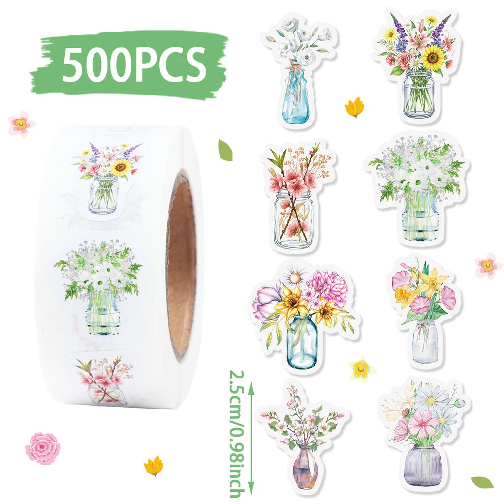 Spring Wild Flower Stickers Happy Birthday Party Decorations Kids Girls Favors Gift Bottle Stickers Wedding Baby Shower Supplies