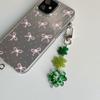 Four Leaf Clovers Charm Glittering Green Key Ring Lightweight Acrylic Designs Unisex Daily Use Accessory Gift