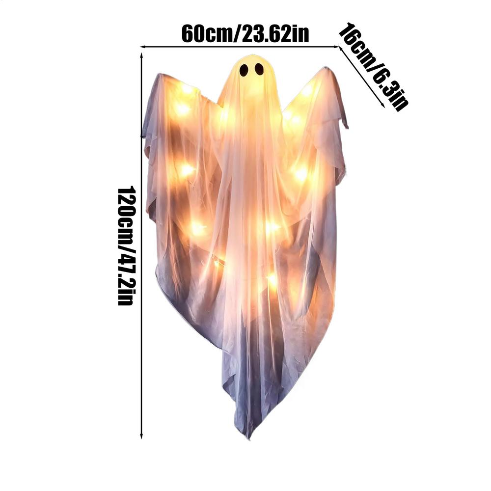 Halloween Ghost Dimmable Light Up Ghost Decorations Hanging Ghost Halloween Deco Ghost Pendant with 3 Light Modes and Sound