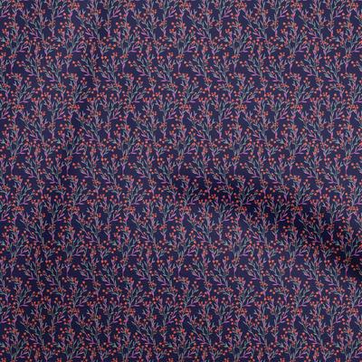 Cotton Flex Dark Blue Fabric Leaves Sewing Craft Projects Fabric Prints By Yard 40 Inch