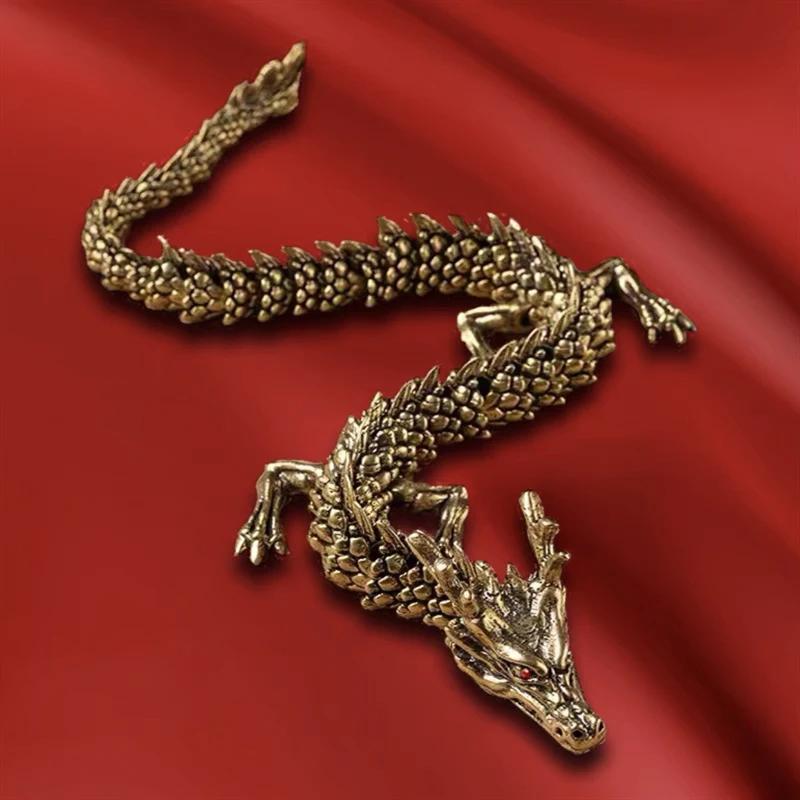 

3D Dragon Statue Ornament Moveable Body Joints Antique Brass Lucky Dragon Desktop Office Ornament Crafts Decoration A man s gift