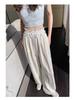 High-Waisted Sweet Lace Patchwork Wide-Leg Pants for Women - Loose-Fit Drawstring Trousers for Spring & Autumn