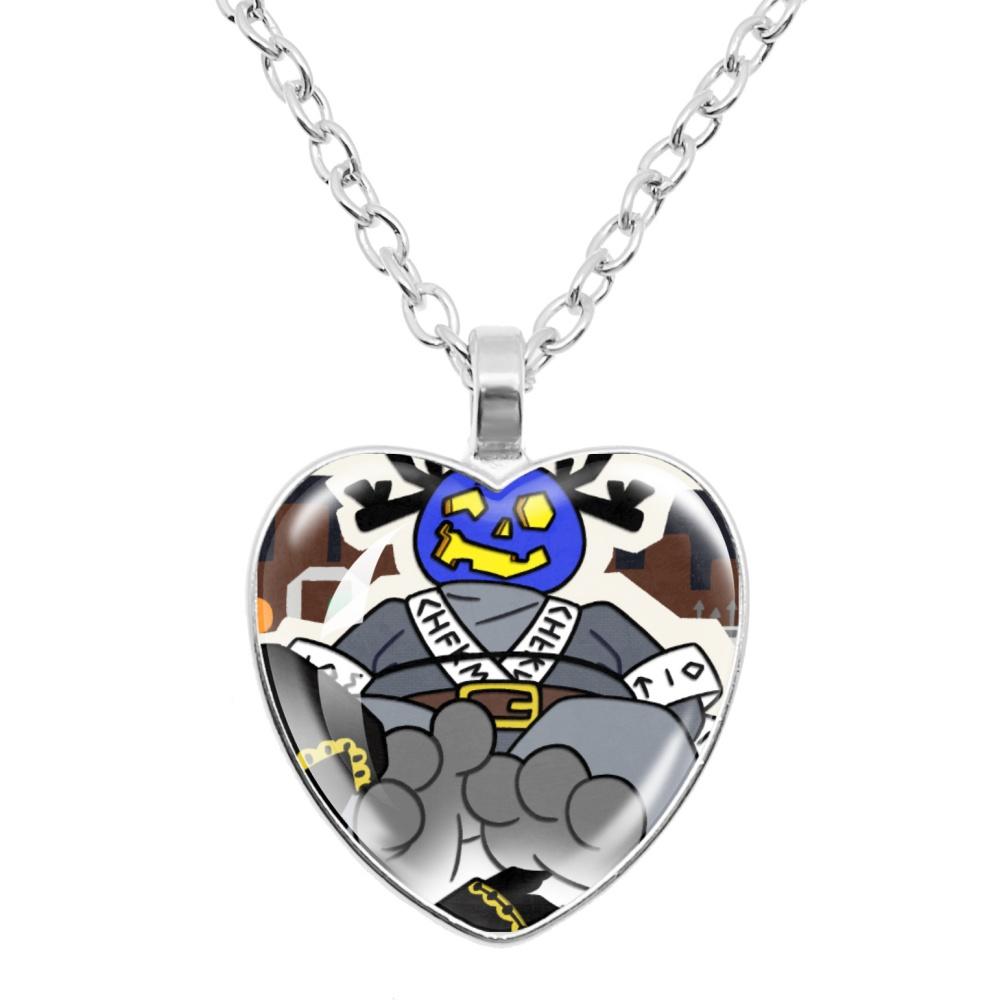 

Dusekkar Game FORSAKEN Cartoon Characters Funny MeMe Glass Heart Shape Pendant Necklace Jewelry Charm Collect Gift