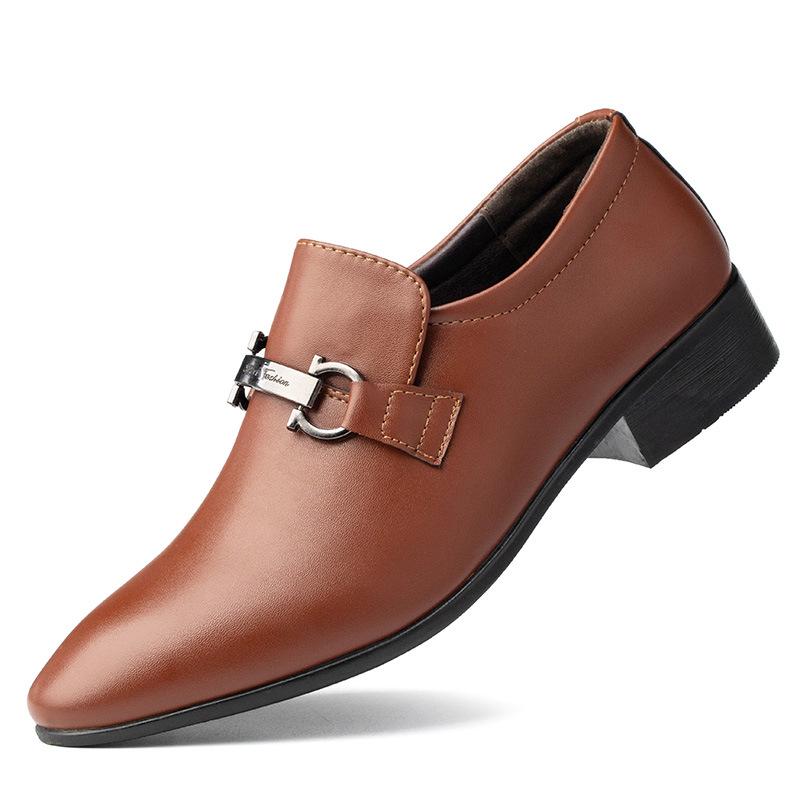 Korean Style Pointed Toe White Breathable Leather Shoes - Casual Business Men's Formal Driving Loafers