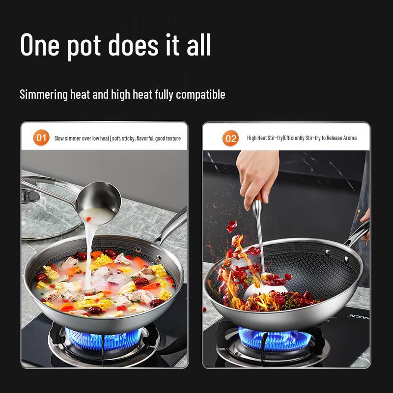 Cooker King Stainless Steel Honeycomb Non-Stick Wok