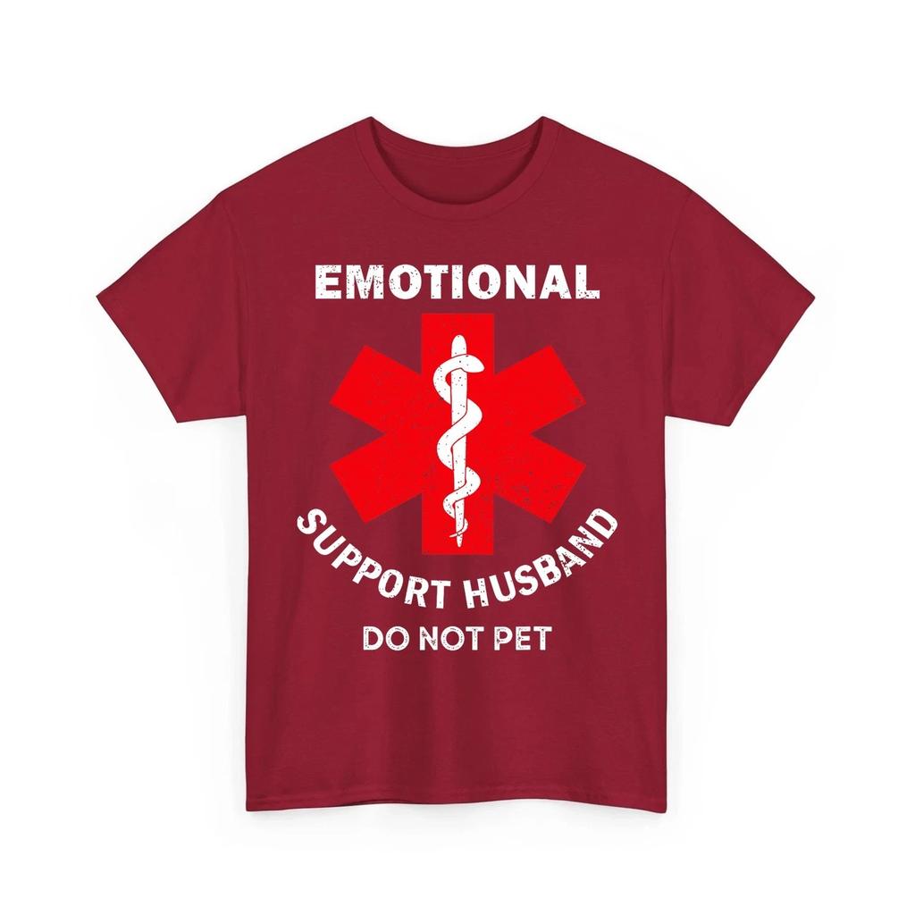 Emotional Support Husband Do Not Pet Unisex 100% Cotton T-shirt Mens Tees Top