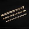 Pvd 18k Gold Color Hip Hop 11MM 15MM 19MM Width 316 Stainless Steel with Two Row Rhinestone Iced Out Cuban Link Chain Necklace