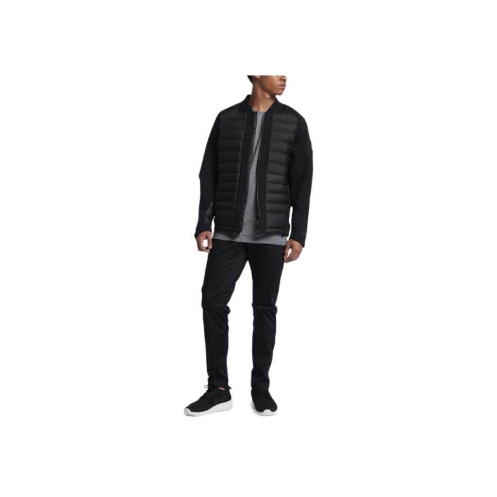 Nike Color Block Stand Collar Zipper Down Jacket Men Outerwear Black 806846-010