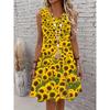 Sleeveless Summer Dress with a Sunflower Pattern for Women Perfect for Beach Vacations And Holiday Outfits, with Overseas Printing