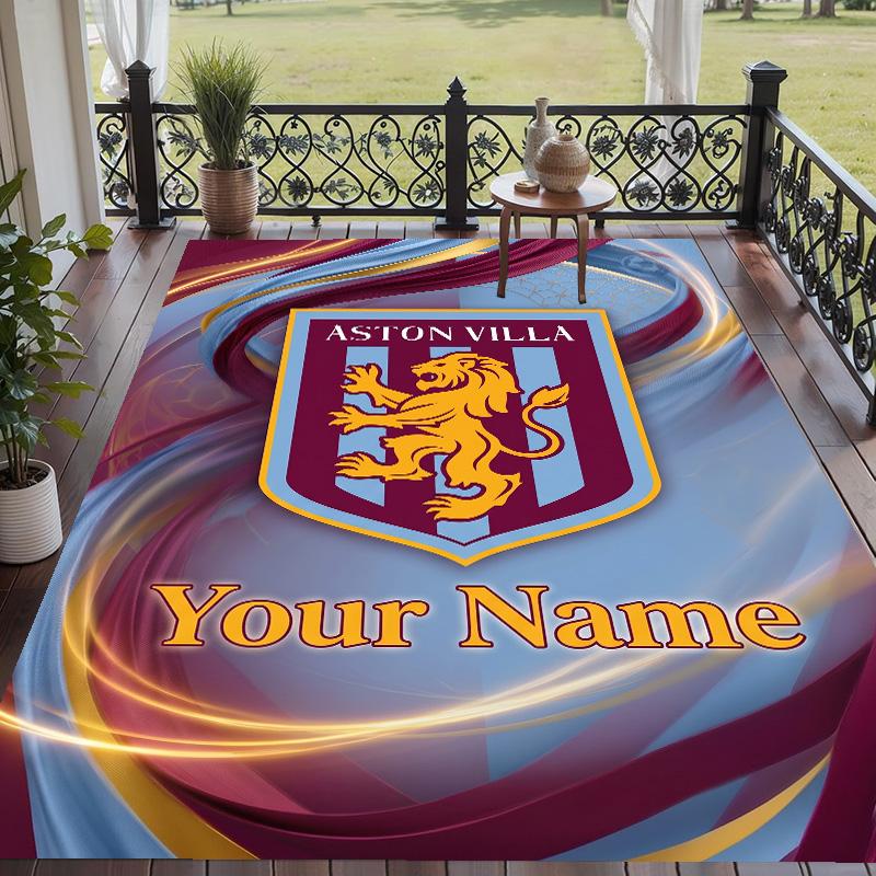Custom Text Printed Rug Aston Villa Non Slip Floor Carpet For Home Room Decor
