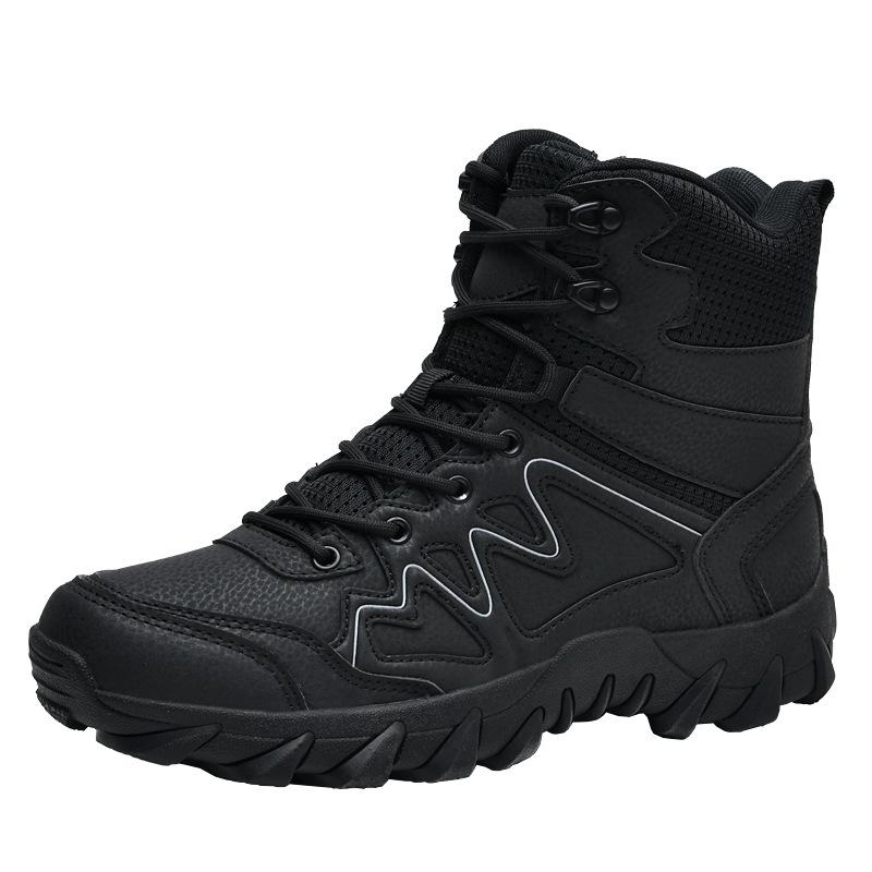 2025 Outdoor Combat Boots Men s Shoes Field Snow Boots Mid-top Hiking Shoes Men s Men Mens Sho 39 чёрный
