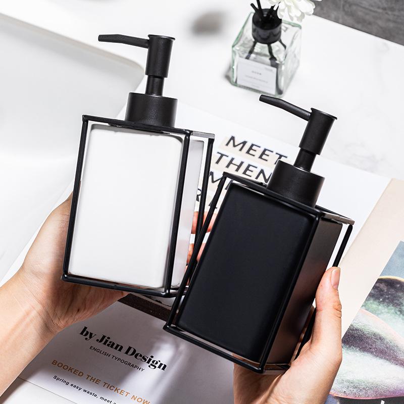 Home Ceramic Hand Sanitizer Bottle Matte Wrought Iron Bathroom Shower Gel Is Bottled and Pressed Into Soap Bottle Bathroom