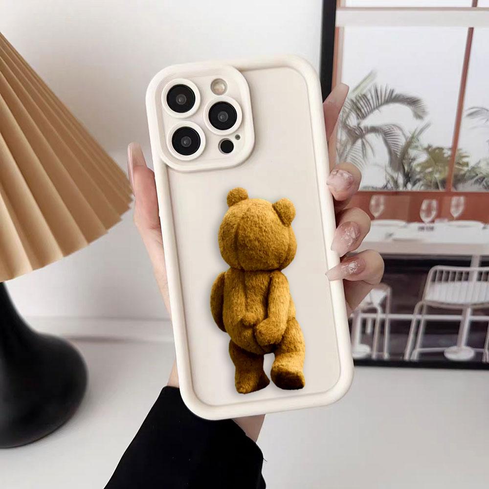 Cartoon Bär T-Teddy Handyhülle Für iPhone Apple 17 AIR 16 16E 11 12 13 14 15 XR Plus Pro Max DIY Hülle TPU Stoßfeste Hülle Capa