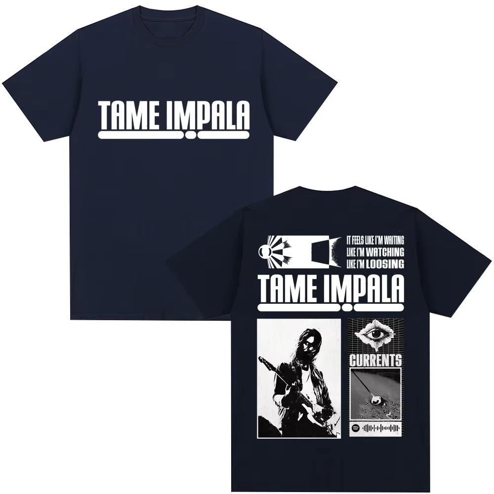 Rock Band Tame Impala Currents Album T Shirts Unisex WoUnisex Harajuku Vintage Tshirts Casual Male Hip Hop Oversized Cotton T Shirts