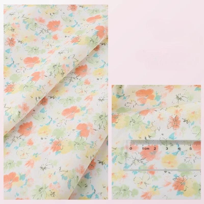 Wide 145cm Pastoral Flower Summer Poplin Cotton Fabric for DIY Children's Clothing Cloth Making Bedding Quilt Decoration Home