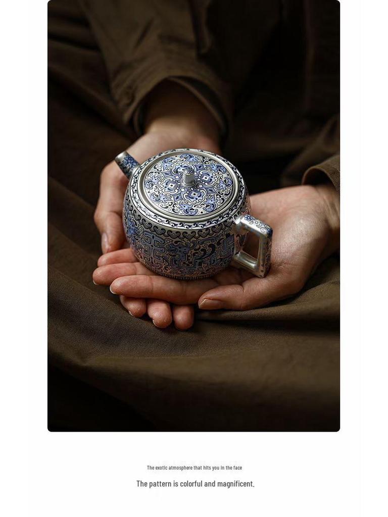Retro Gilt Silver Ceramic Kung Fu Teapot Set - Small Holiday Gift