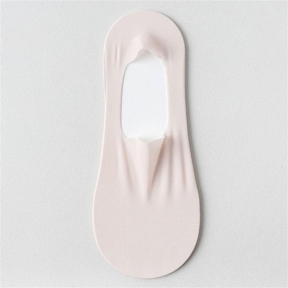 1 Pair Thin Breathable Boat Socks Non-slip Shallow Mouth Invisible Short Sock Solid Color Traceless Ice Silk Socks for Summer