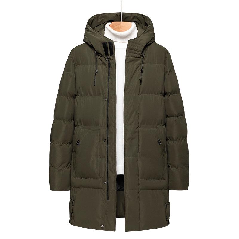 2025 Men's Mid-Length Hooded Winter Jacket - Thick Plus Size Cotton-Padded Coat