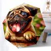 Cartoon Pug Dog Umbrella Automatic Open/close, Sturdy Iron Frame & 8-Rib Structure, Umbrella for Women & Men, Christmas Gifts