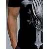 European sizes Men's Religious Graphic Crew Neck T-Shirt , Breathable Gym & Casual Shirt with Cross & Prayer Hands Design, Short Sleeve Regular Fit