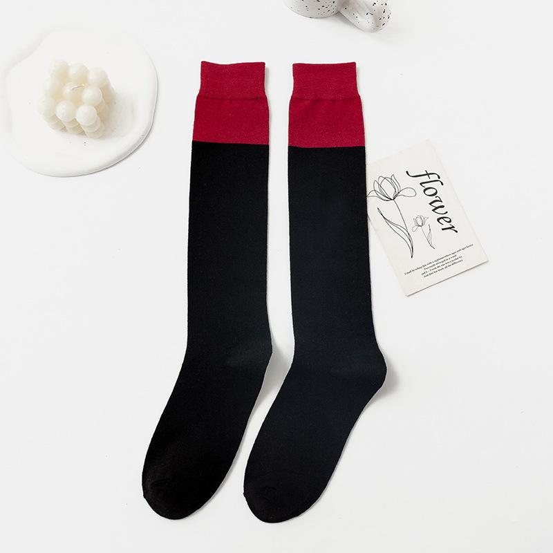 Female Autumn and Winter Color Micro Pressure Show Thin Leg Cotton Socks